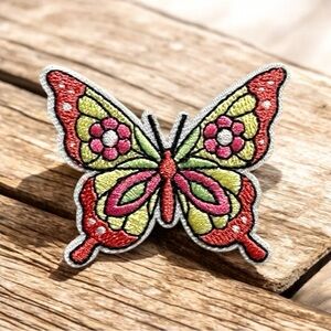 Floral Embroidered Butterfly Patch